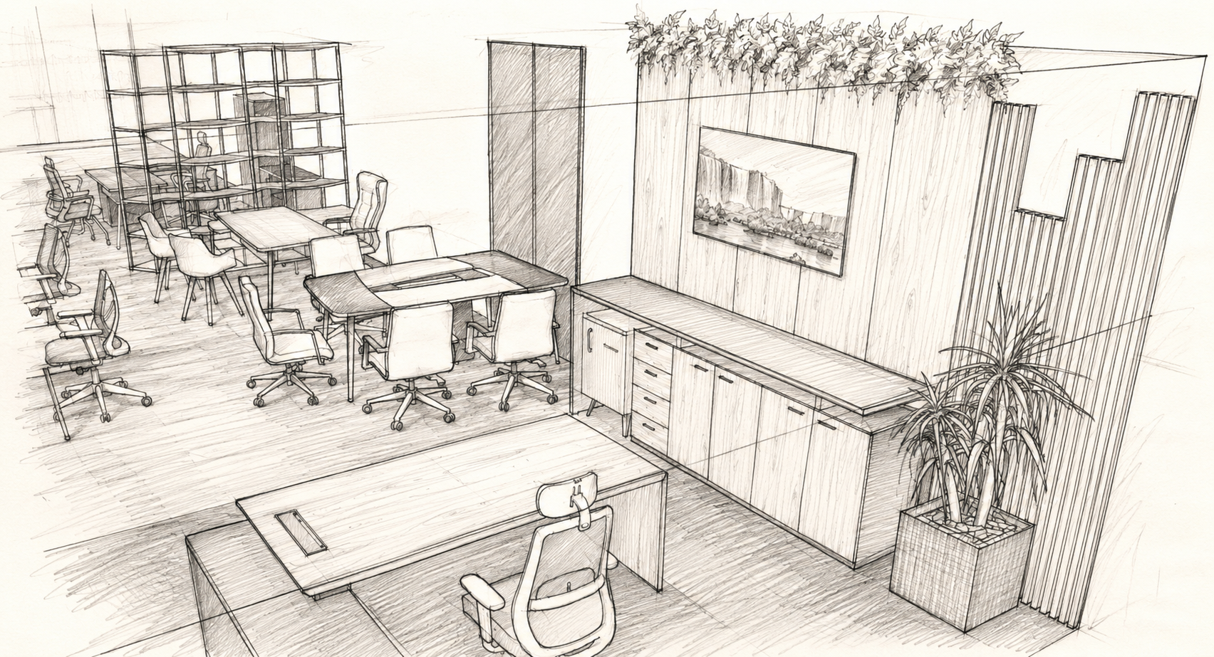 Desenho showroom  de escritório corporativo Eroflex